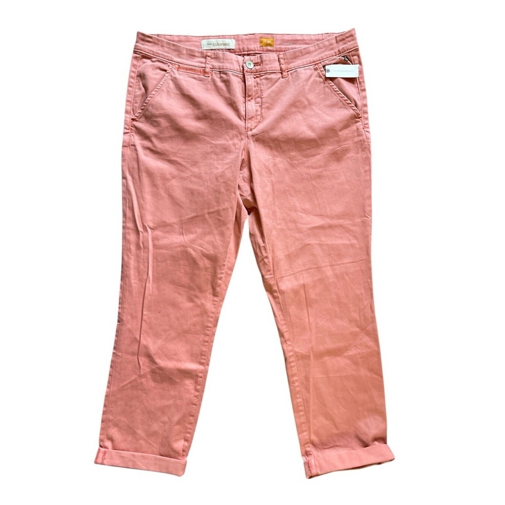 Pilcro and the Letterpress Hyphen Chino Pants Womens 32 Coral Pink Straight Leg - Picture 2 of 5